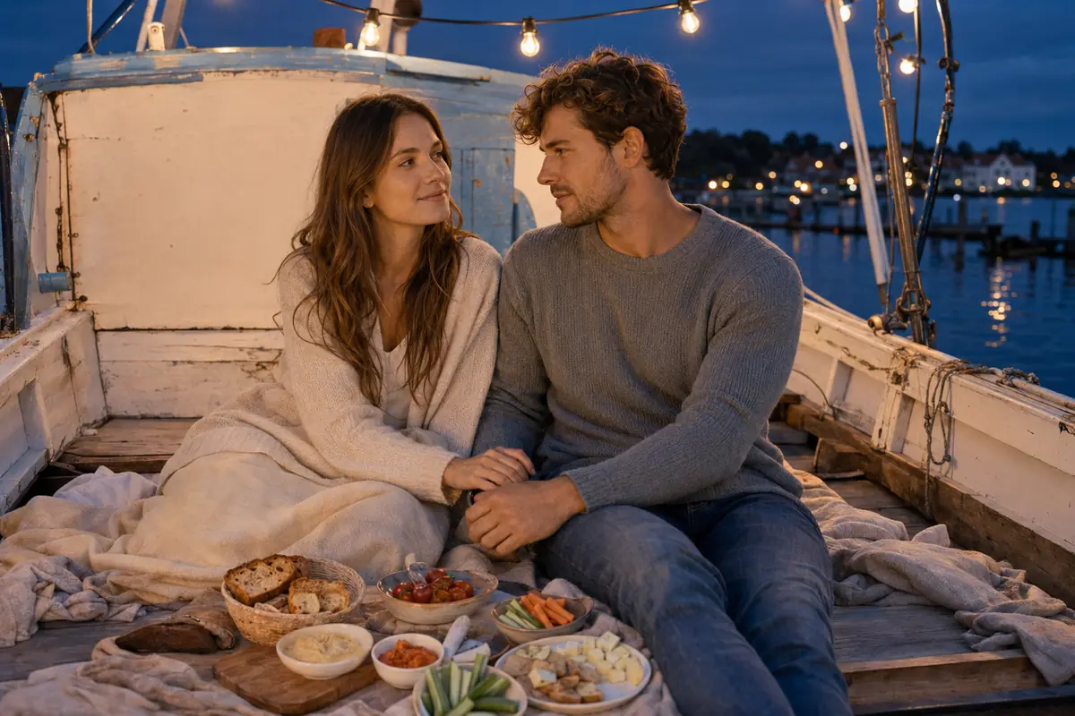 Alena und Silas verbringen einen Abend auf dem Boot Mathilde